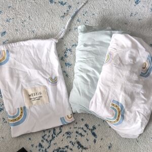 NESTIG Rainbow Muslin Swaddle Set - Pastel Blue, Pink & Gold